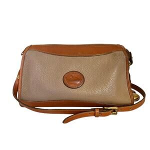 Vintage Dooney & Bourke AWL Classic Zip Top #R19 Taupe British Tan Leather Bag
